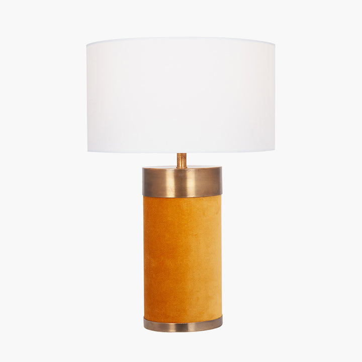 Dempsey Mustard Velvet and Antique Gold Metal Table Lamp Base