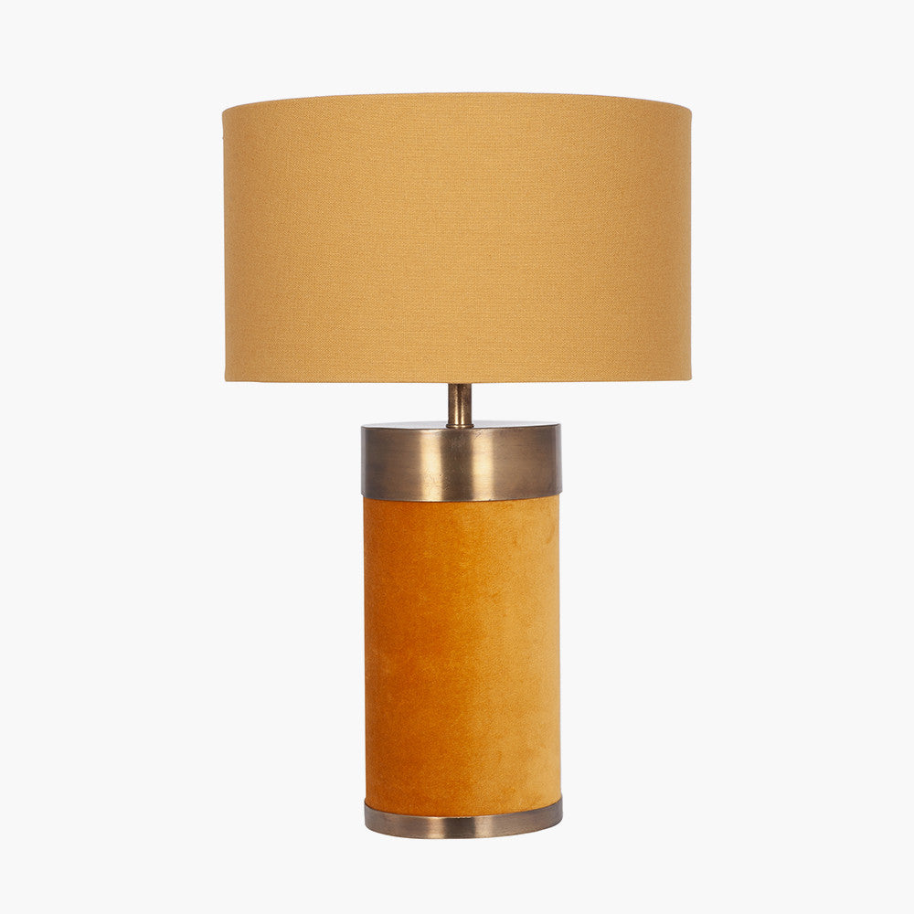 Dempsey Mustard Velvet and Antique Gold Metal Table Lamp Base