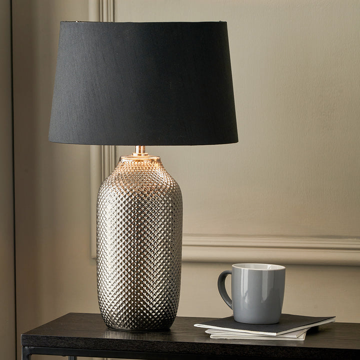 Nova Silver Textured Ceramic Bottle Table Lamp