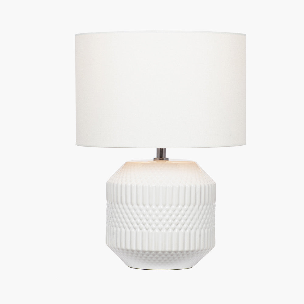 Meribel White Geo Textured Ceramic Table Lamp