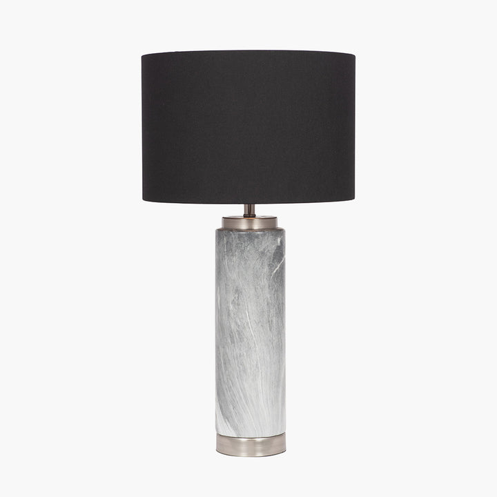 Carrara Grey Marble Effect Ceramic Tall Table Lamp