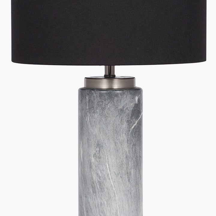 Carrara Grey Marble Effect Ceramic Tall Table Lamp