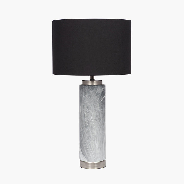 Carrara Grey Marble Effect Ceramic Tall Table Lamp