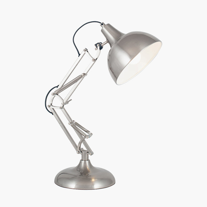 Alonzo Brushed Chrome Metal Angled Task Table Lamp