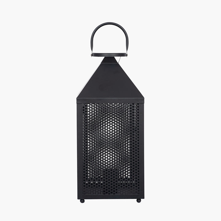 Folkstone Matt Black Metal Punched Lantern Table Lamp