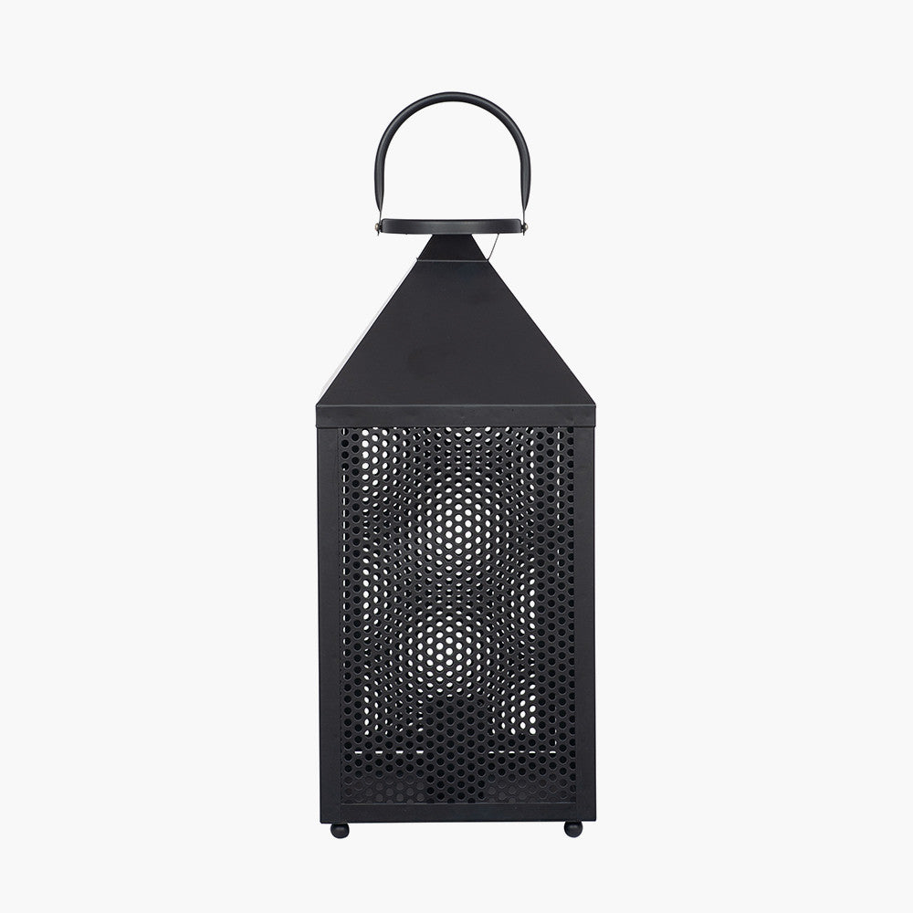 Folkstone Matt Black Metal Punched Lantern Table Lamp