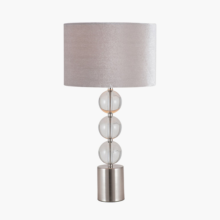 Harris Tall Brushed Silver and Clear Glass Table Lamp