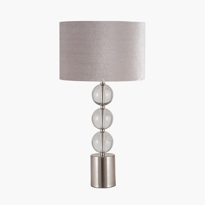 Harris Tall Brushed Silver and Clear Glass Table Lamp