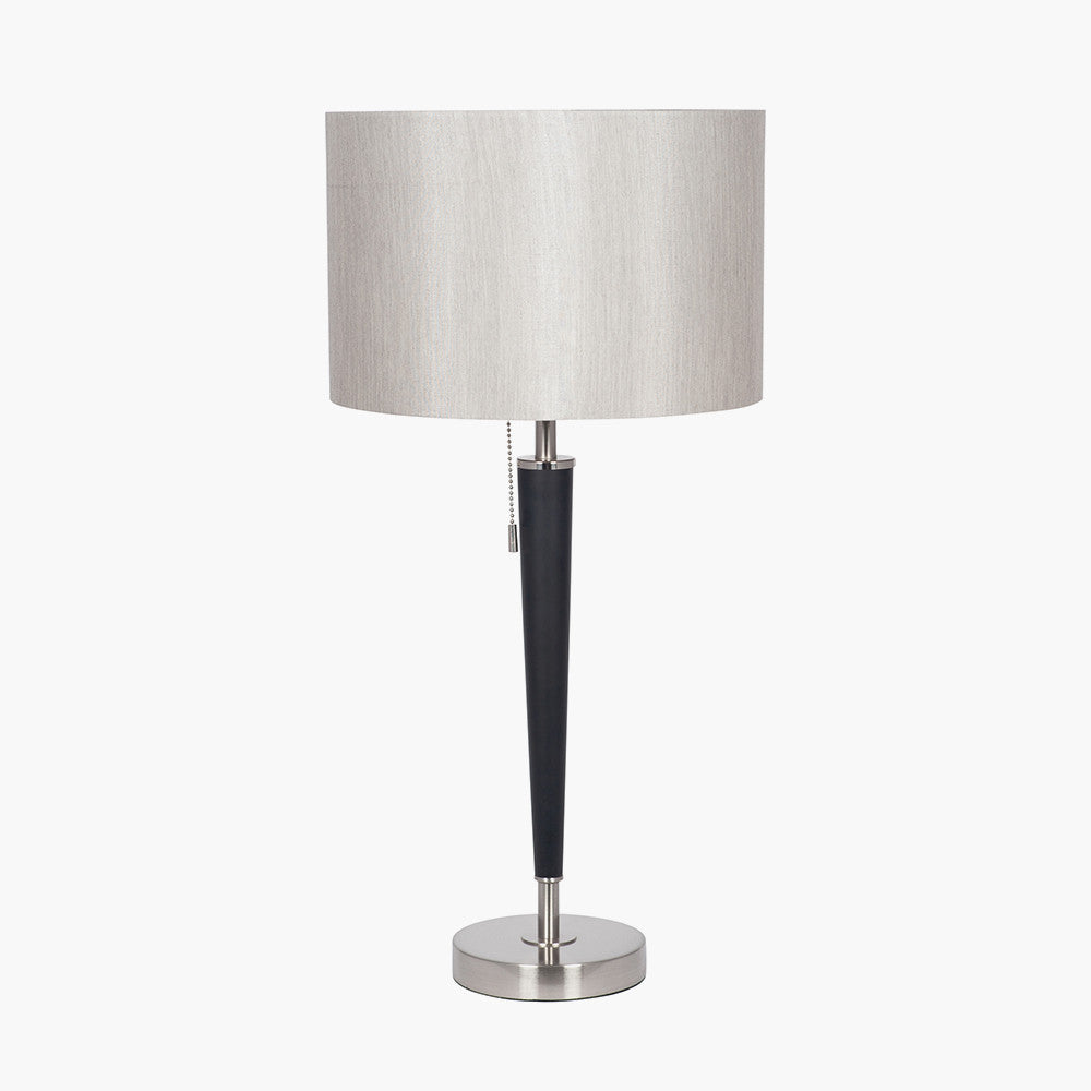 Lowry Brushed Silver and Matt Black Metal Table Lamp