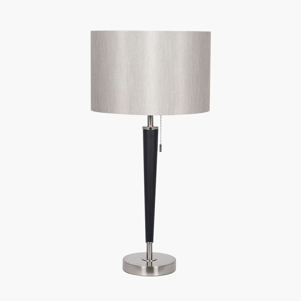 Lowry Brushed Silver and Matt Black Metal Table Lamp