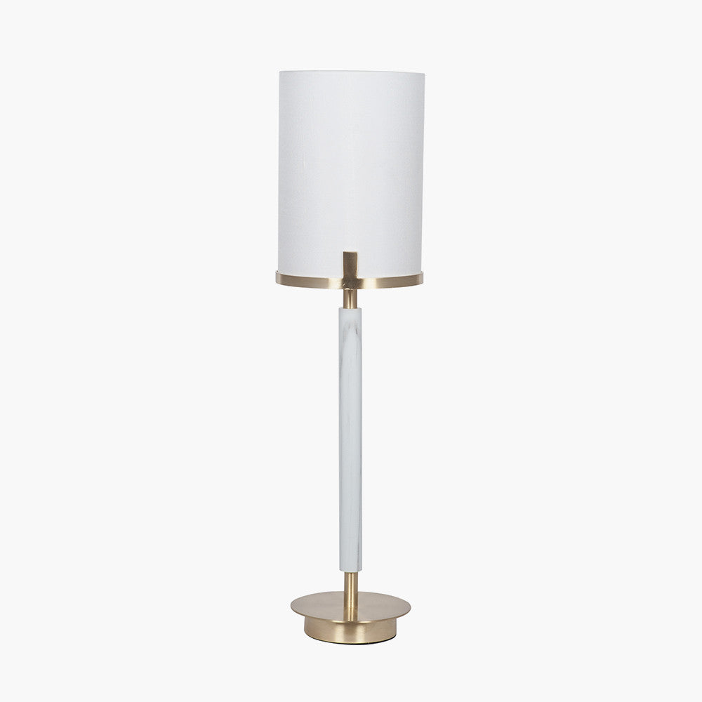 Midland Champagne Gold Metal and Marble Effect Table Lamp