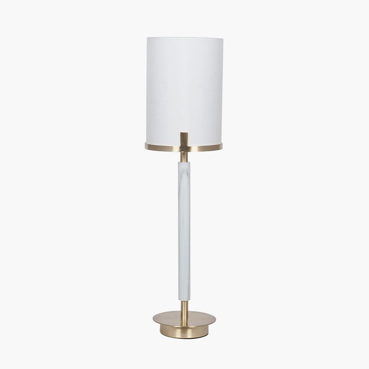 Midland Champagne Gold Metal and Marble Effect Table Lamp