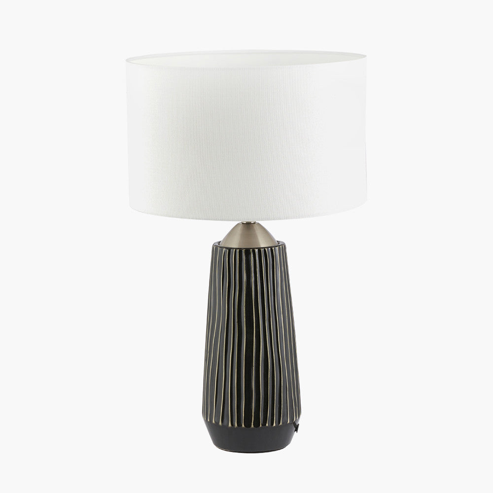 Artemis Black Textured Ceramic and Brushed Silver Tall Table Lamp