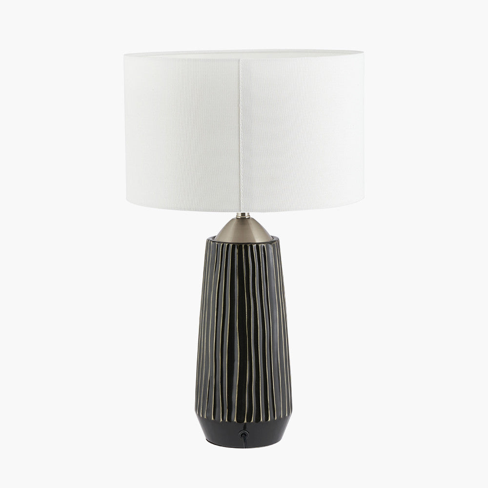 Artemis Black Textured Ceramic and Brushed Silver Tall Table Lamp