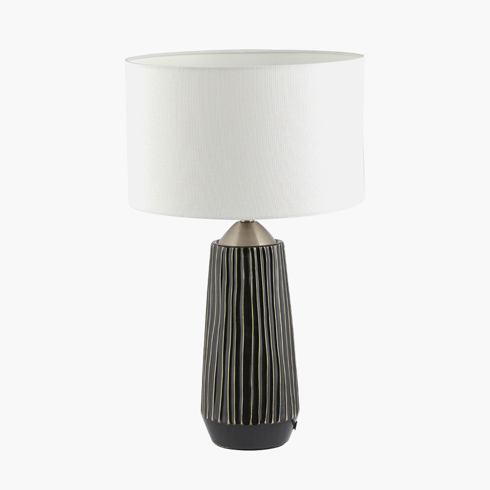 Artemis Black Textured Ceramic and Brushed Silver Tall Table Lamp