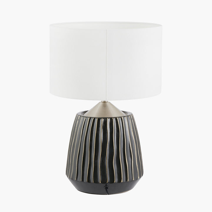 Artemis Black Textured Ceramic and Brushed Silver Table Lamp