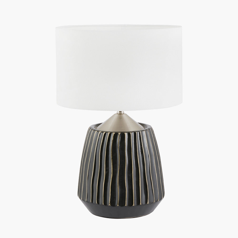 Artemis Black Textured Ceramic and Brushed Silver Table Lamp