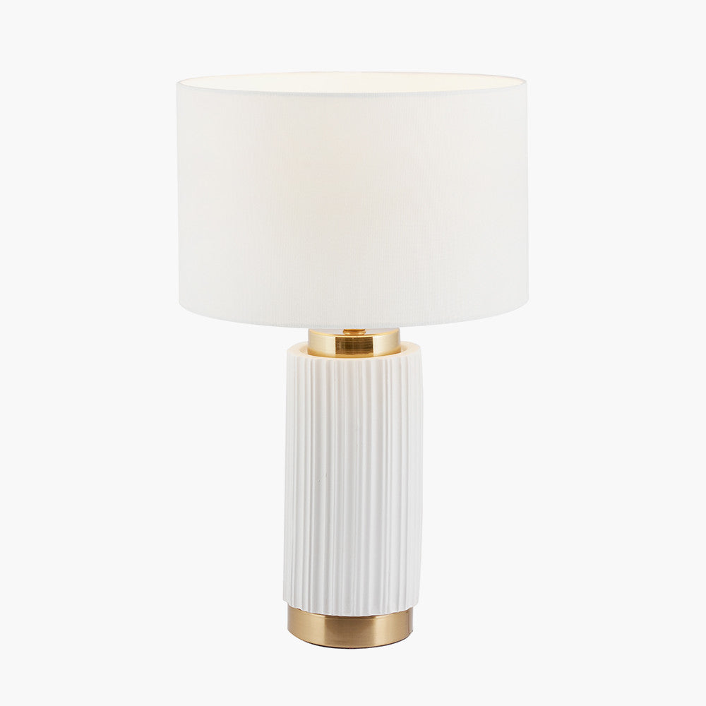 Ionic White Textured Ceramic and Gold Metal Table Lamp