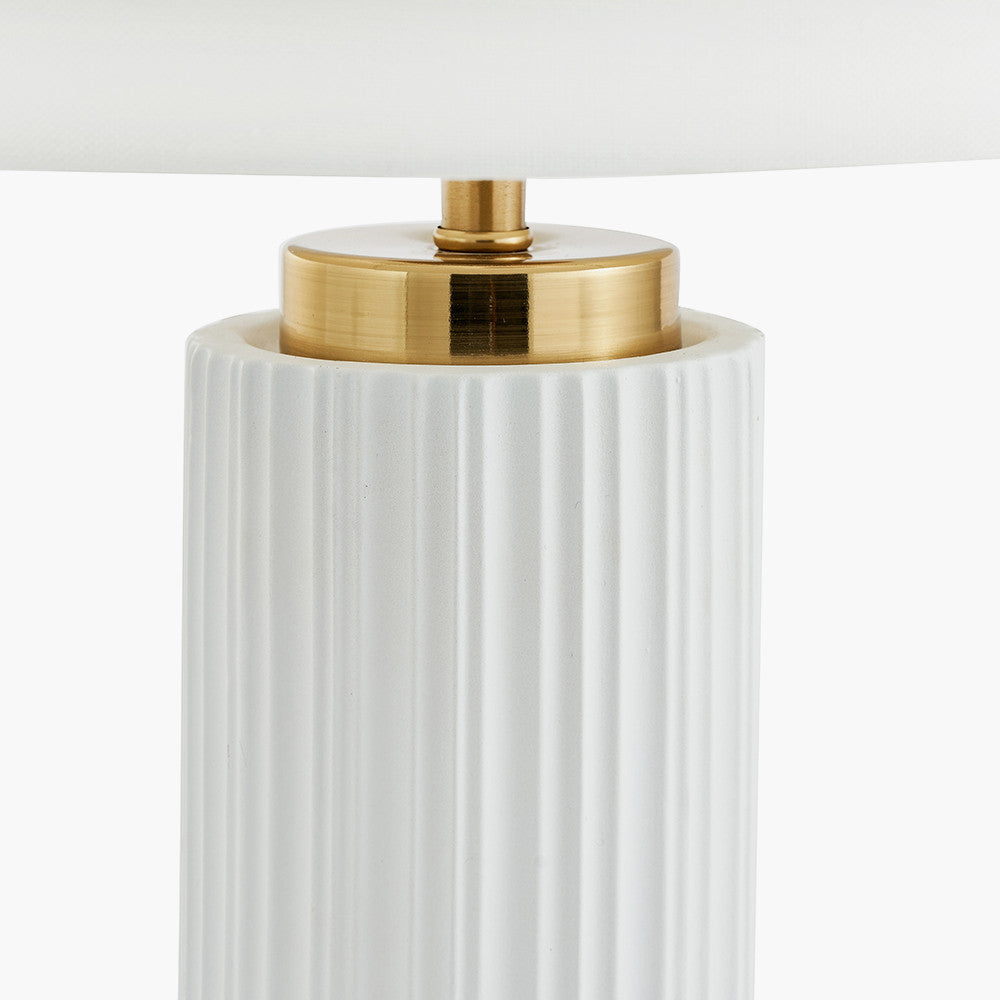 Ionic White Textured Ceramic and Gold Metal Table Lamp