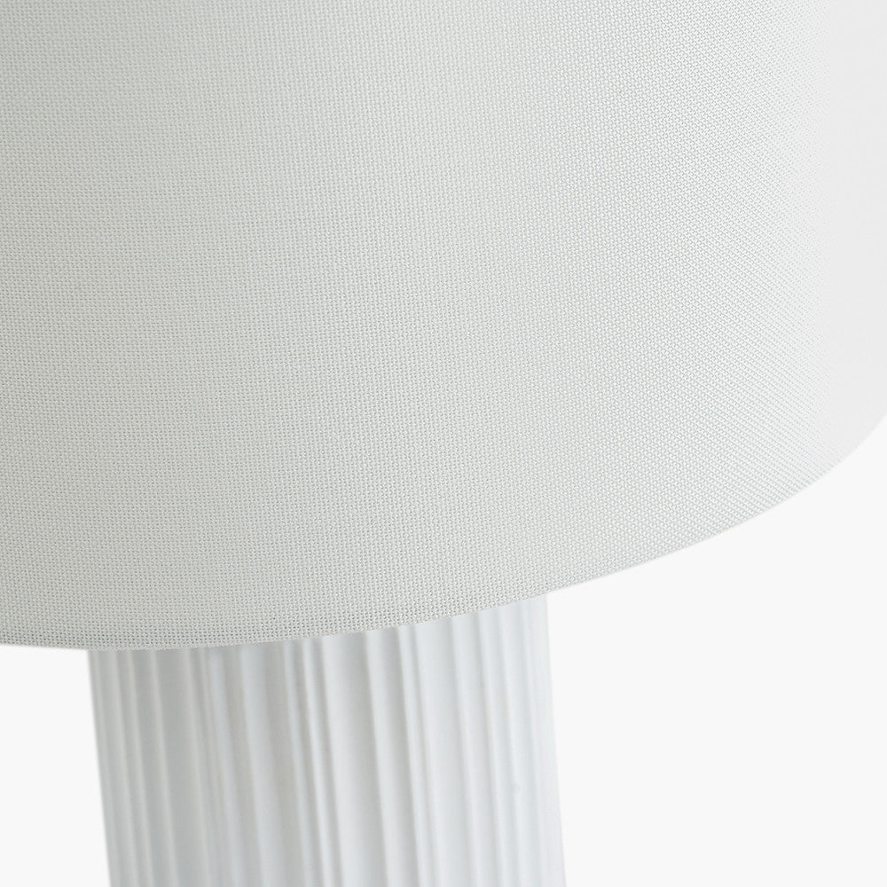 Ionic White Textured Ceramic and Gold Metal Table Lamp