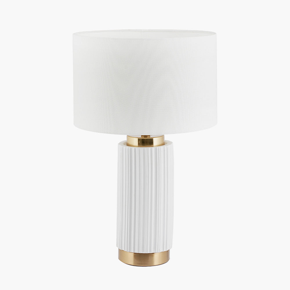 Ionic White Textured Ceramic and Gold Metal Table Lamp