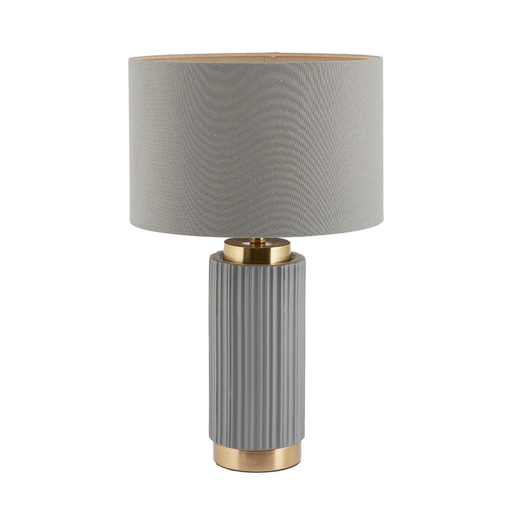 Ionic Grey Textured Ceramic and Gold Metal Table Lamp