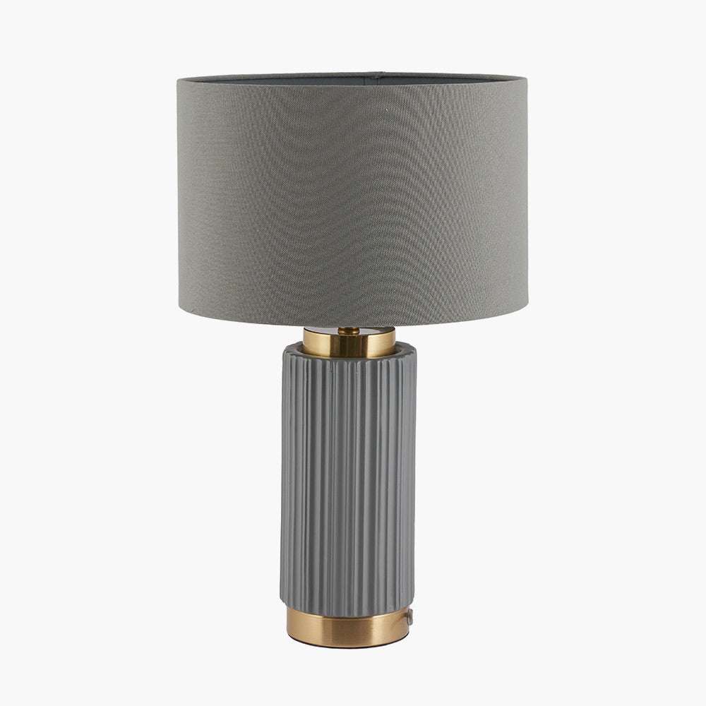 Ionic Grey Textured Ceramic and Gold Metal Table Lamp