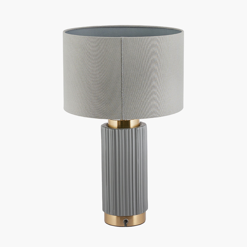 Ionic Grey Textured Ceramic and Gold Metal Table Lamp