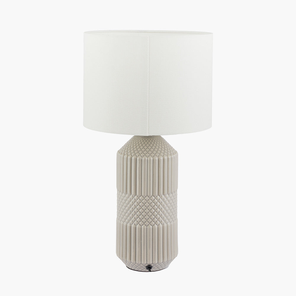 Meribel Grey Geo Textured Tall Ceramic Table Lamp