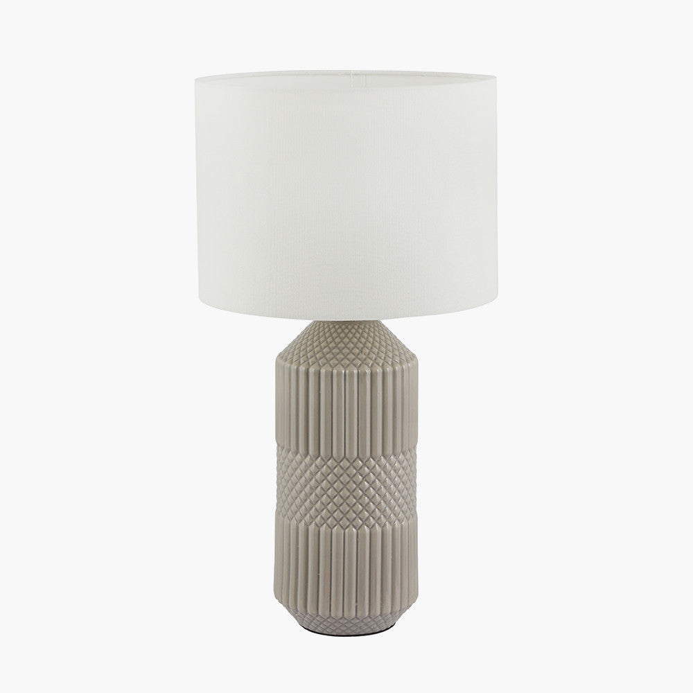 Meribel Grey Geo Textured Tall Ceramic Table Lamp