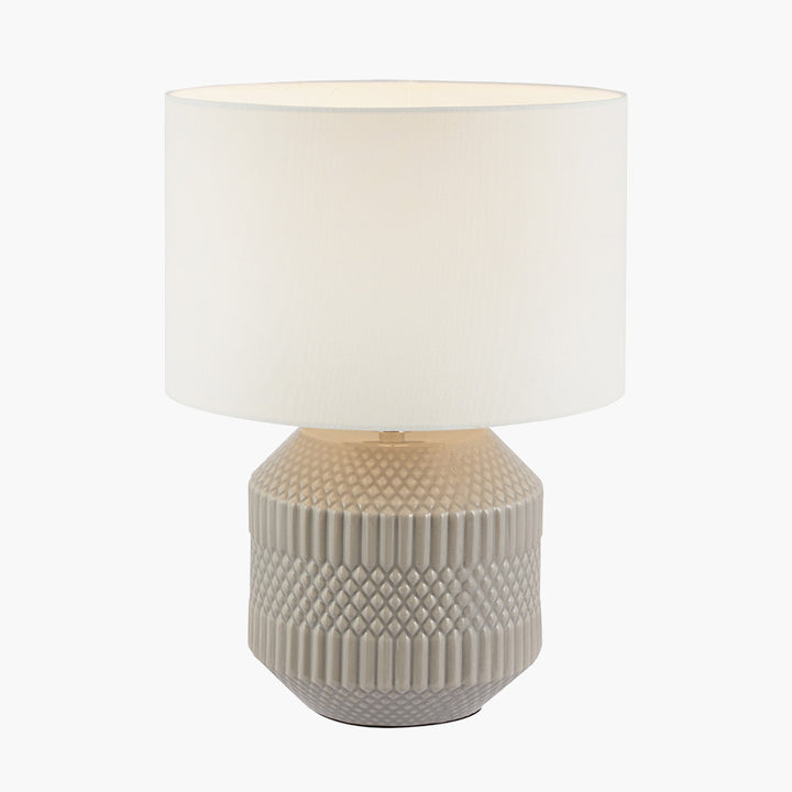 Meribel Grey Geo Textured Ceramic Table Lamp