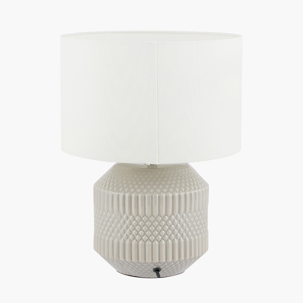 Meribel Grey Geo Textured Ceramic Table Lamp