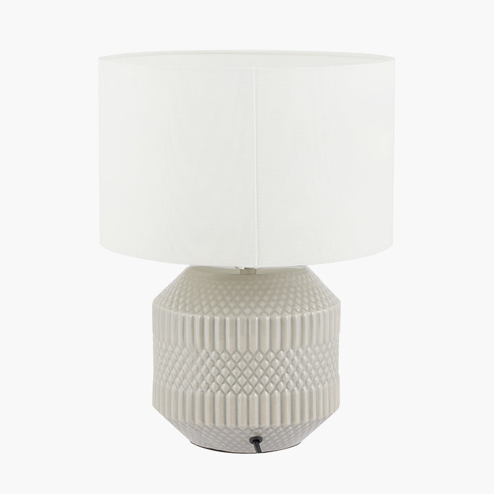 Meribel Grey Geo Textured Ceramic Table Lamp