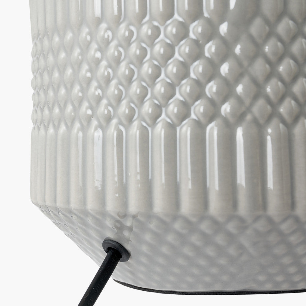 Meribel Grey Geo Textured Ceramic Table Lamp