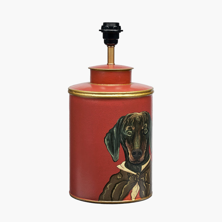 Dachshund Red Hand Painted Metal Table Lamp Base