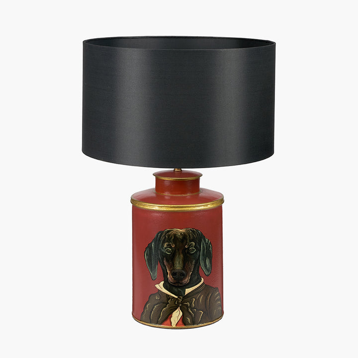 Dachshund Red Hand Painted Metal Table Lamp Base