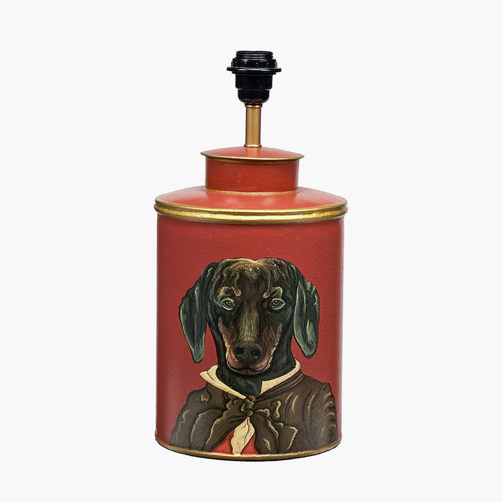 Dachshund Red Hand Painted Metal Table Lamp Base