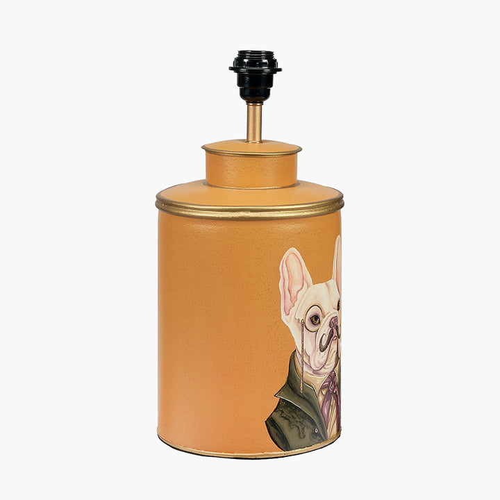 Boston Terrier Mustard Hand Painted Metal Table Lamp Base