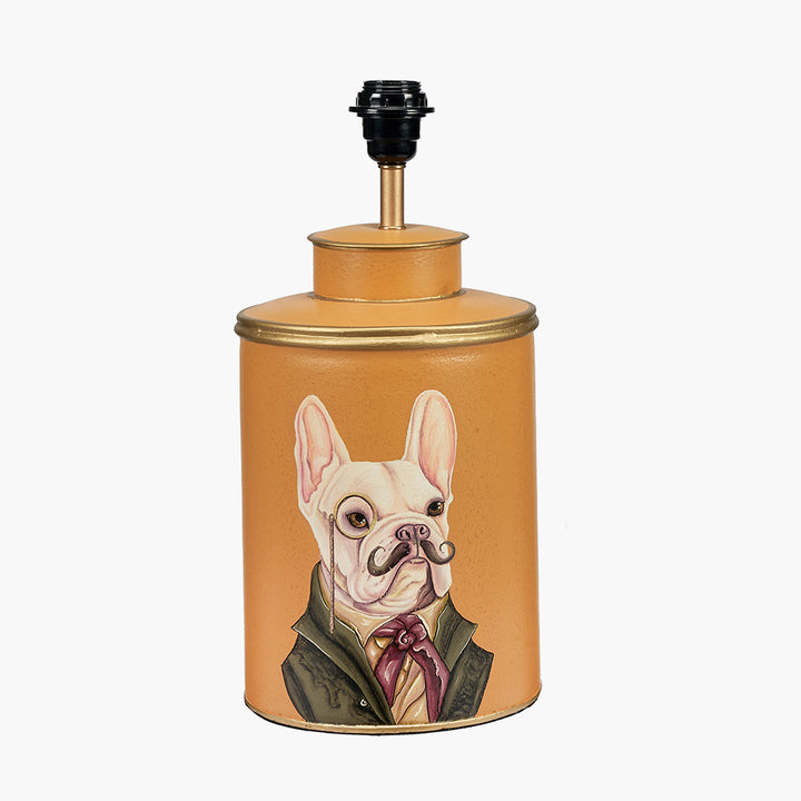 Boston Terrier Mustard Hand Painted Metal Table Lamp Base