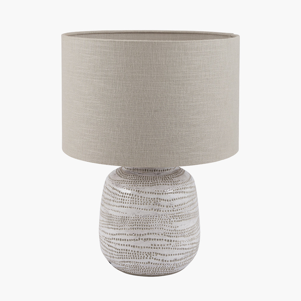 Alina White Dot Design Small Stoneware Table Lamp Base