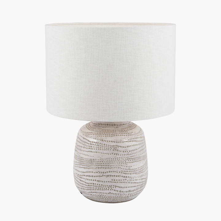 Alina White Dot Design Small Stoneware Table Lamp Base