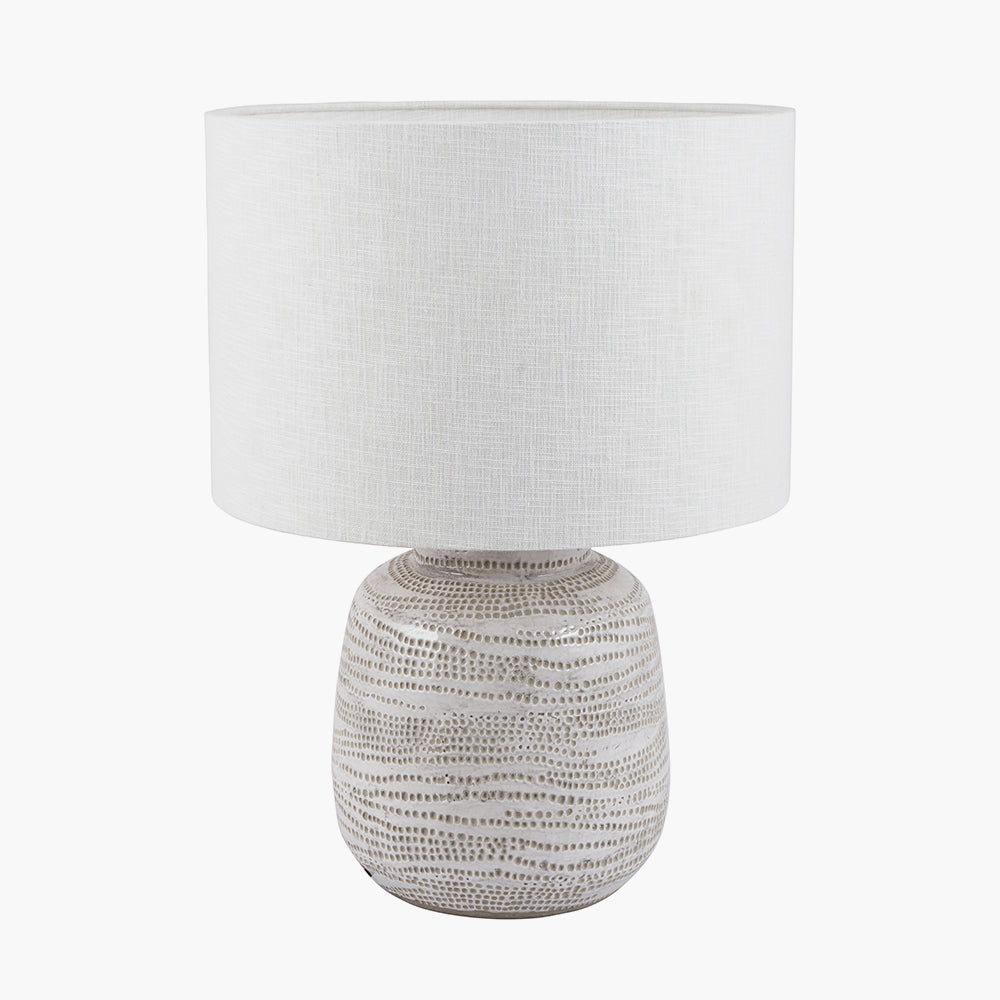 Alina White Dot Design Small Stoneware Table Lamp Base