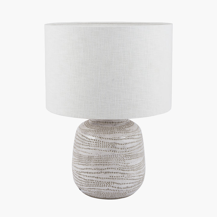 Alina White Dot Design Small Stoneware Table Lamp Base