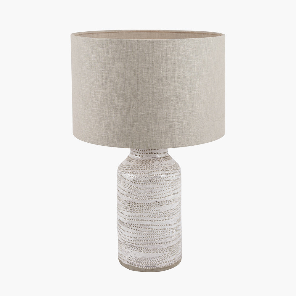 Alina White Dot Design Stoneware Table Lamp Base