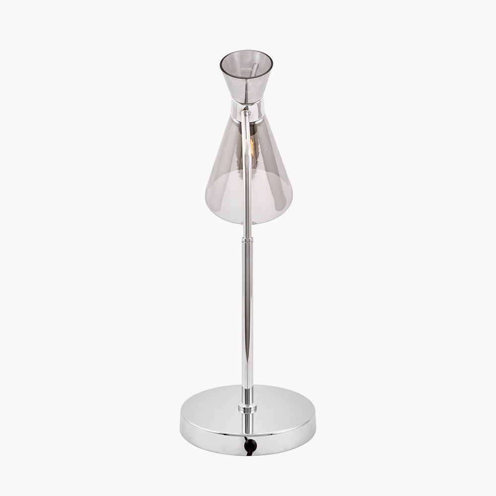 Monroe Smoke Waisted Glass and Silver Metal Table Lamp