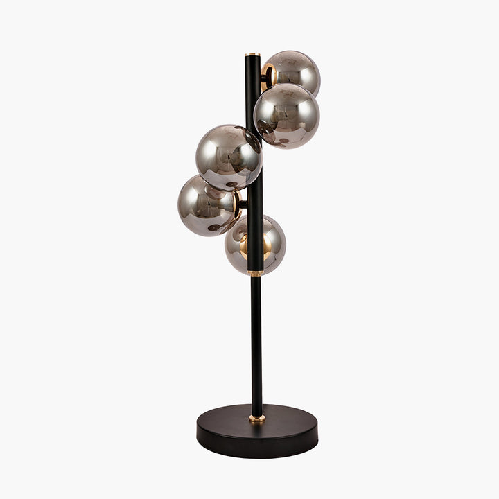 Blair Smoke Glass Ball and Black Metal Table Lamp