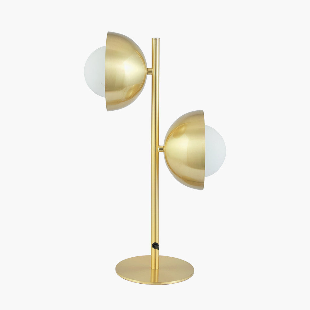 Estelle Brushed Brass Metal and White Orb Dome Table Lamp