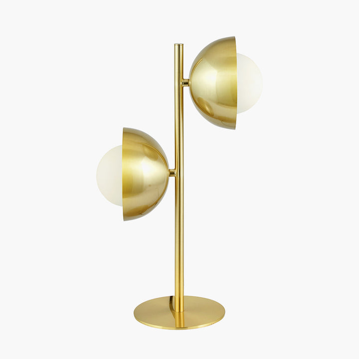 Estelle Brushed Brass Metal and White Orb Dome Table Lamp