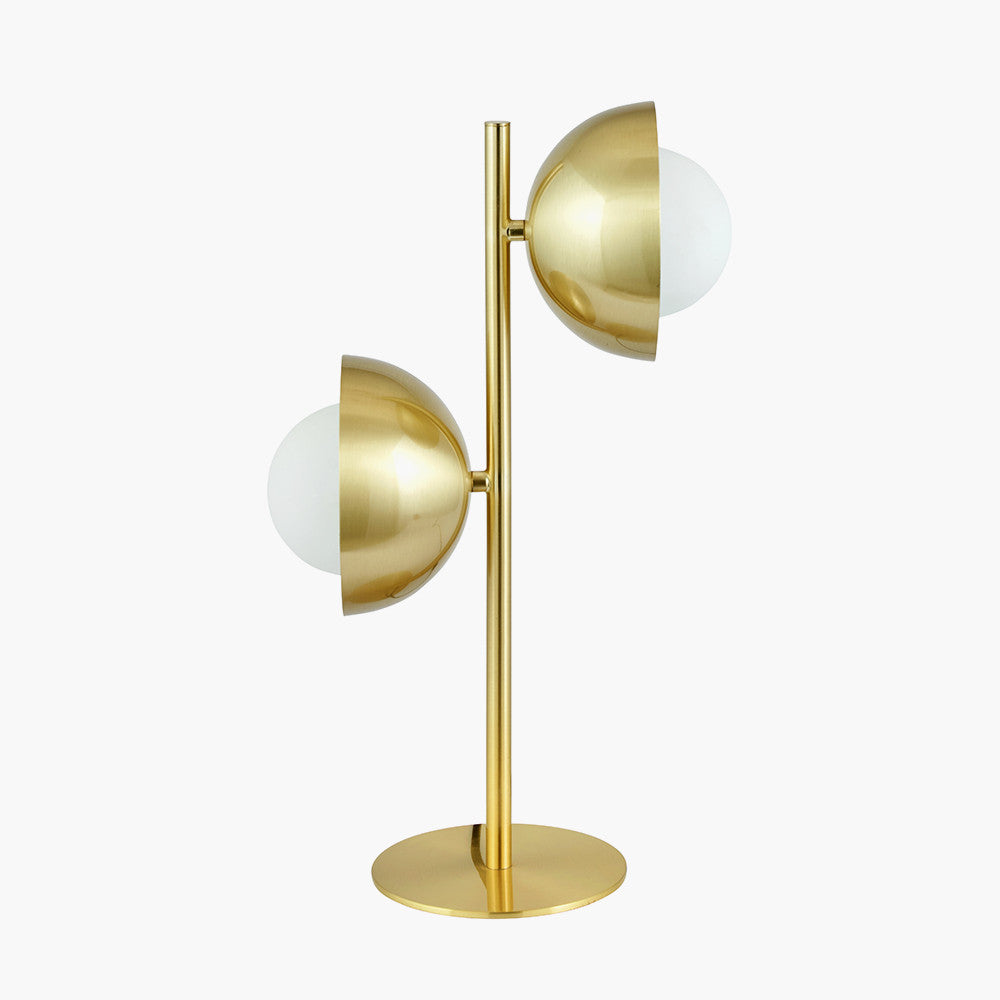 Estelle Brushed Brass Metal and White Orb Dome Table Lamp