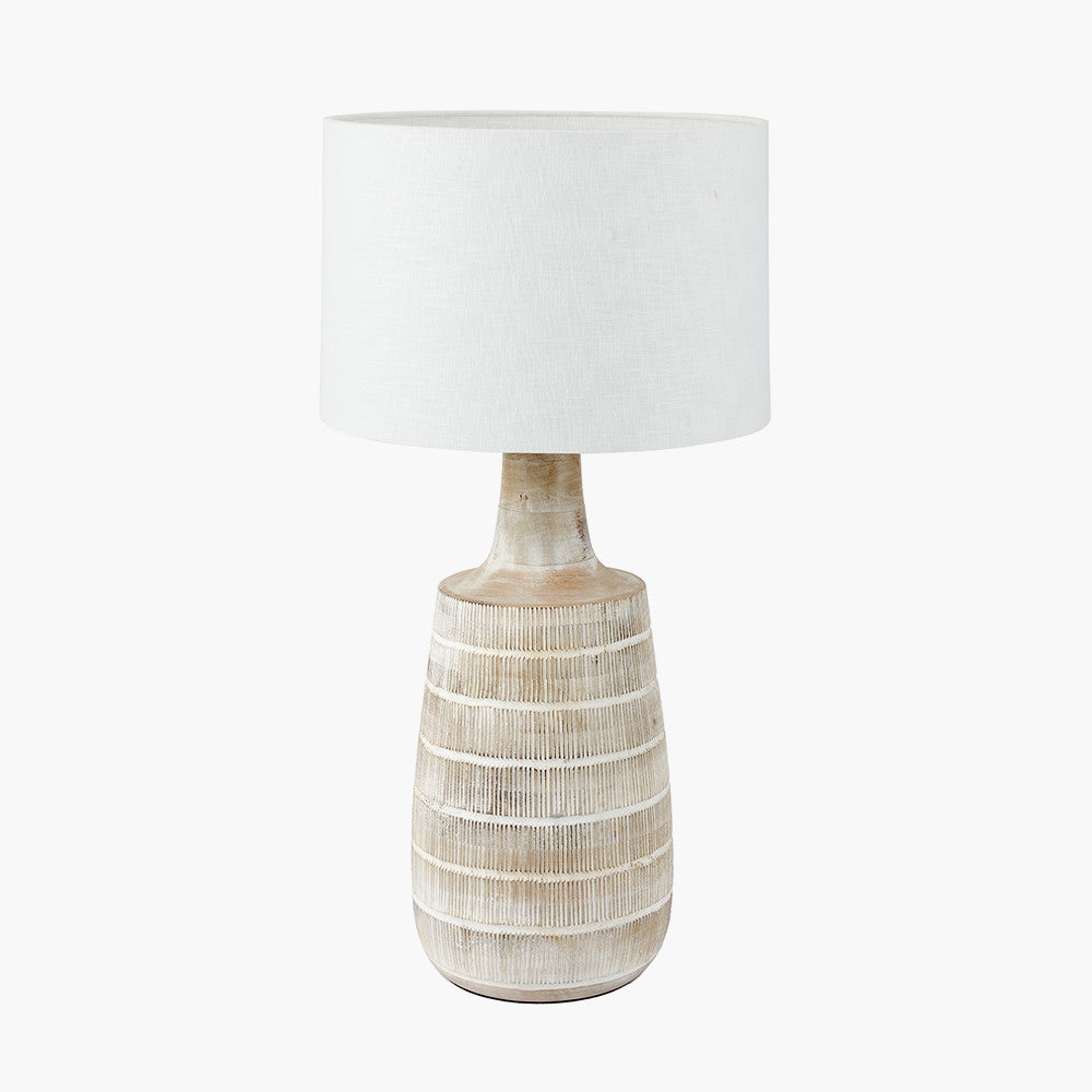 Dambula White Wash Wood Textured Tall Neck Table Lamp Base